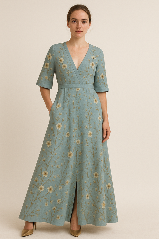 Zomerse lange damesjurk bloemenprint elegant design – Lotte