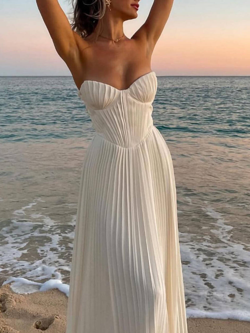 Strapless plissé jurk voor dames met elegante snit – Evelynne