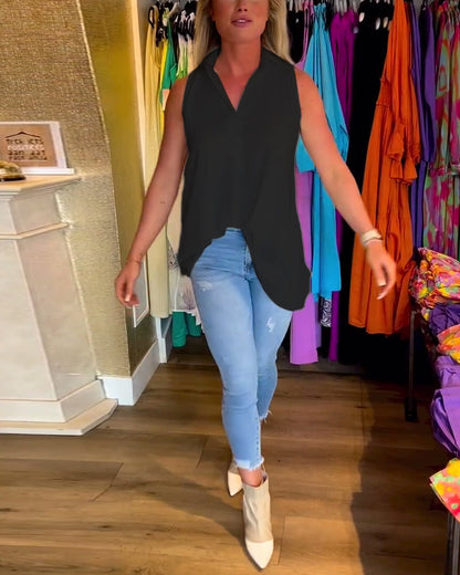 Dames top effen mouwloos zomer casual – Lureva