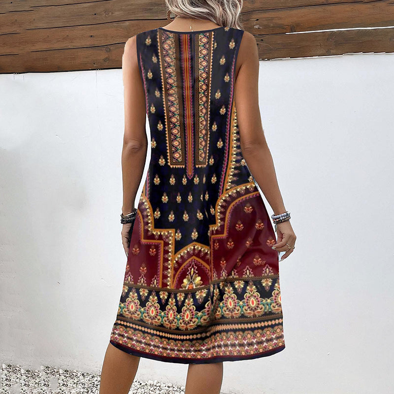 Vintage maxi jurk met etnische print – Selina