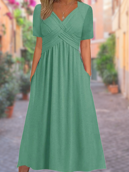 Dames V-hals Zomerjurk Ademend Comfort Elegant – Elina