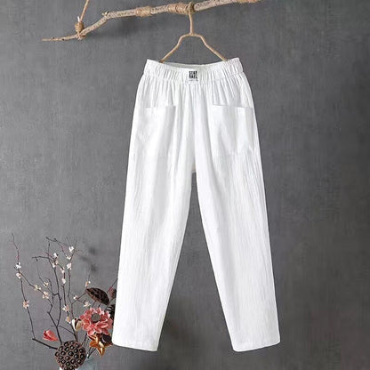 Dames Linnen Broek Hoge Taille Comfort Zomer – Felora