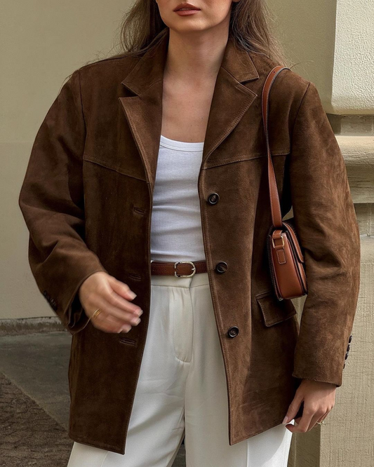 Vintage suède damesblazer met elegante snit – Isabella