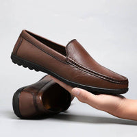 Leren instap loafers met stiksel details – Victor