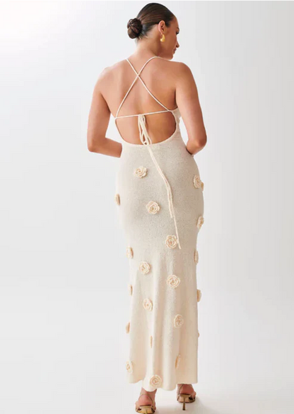 Gebreide maxi zomerjurk met open rug dames – Livia