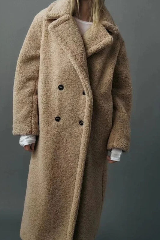 Lange Teddyjas voor Dames met Faux Fur Look – Solenne