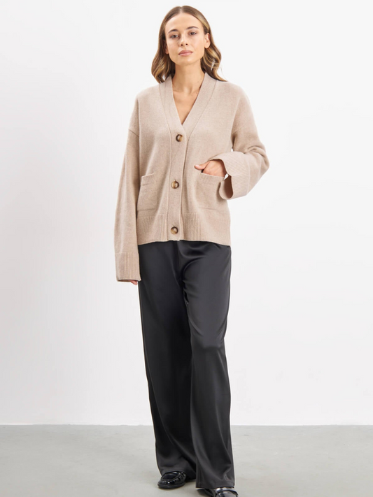 Oversized korte gebreide V-hals cardigan – Elise