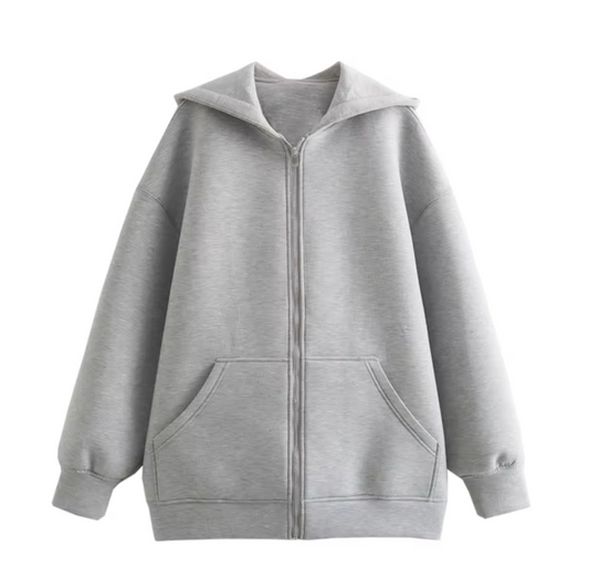 Oversized damesvest met capuchon en ritssluiting – Luna