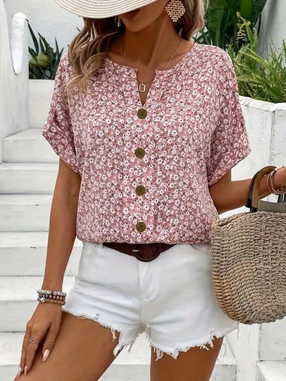 Luchtige damesblouse met bloemenprint en losse pasvorm – Mirelia