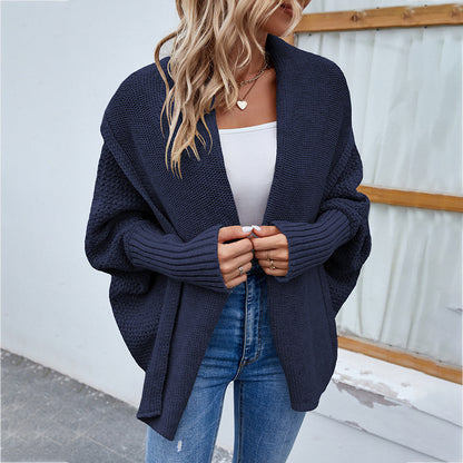 Knitted Cardigan Met Grote Kraag Voor Winter - Sara