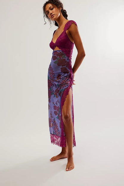 Maxi jurk met bloemenprint en open rug – Selena