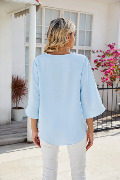 Blouse Dames V-Hals Zomer Lichtgewicht Los – Amaya