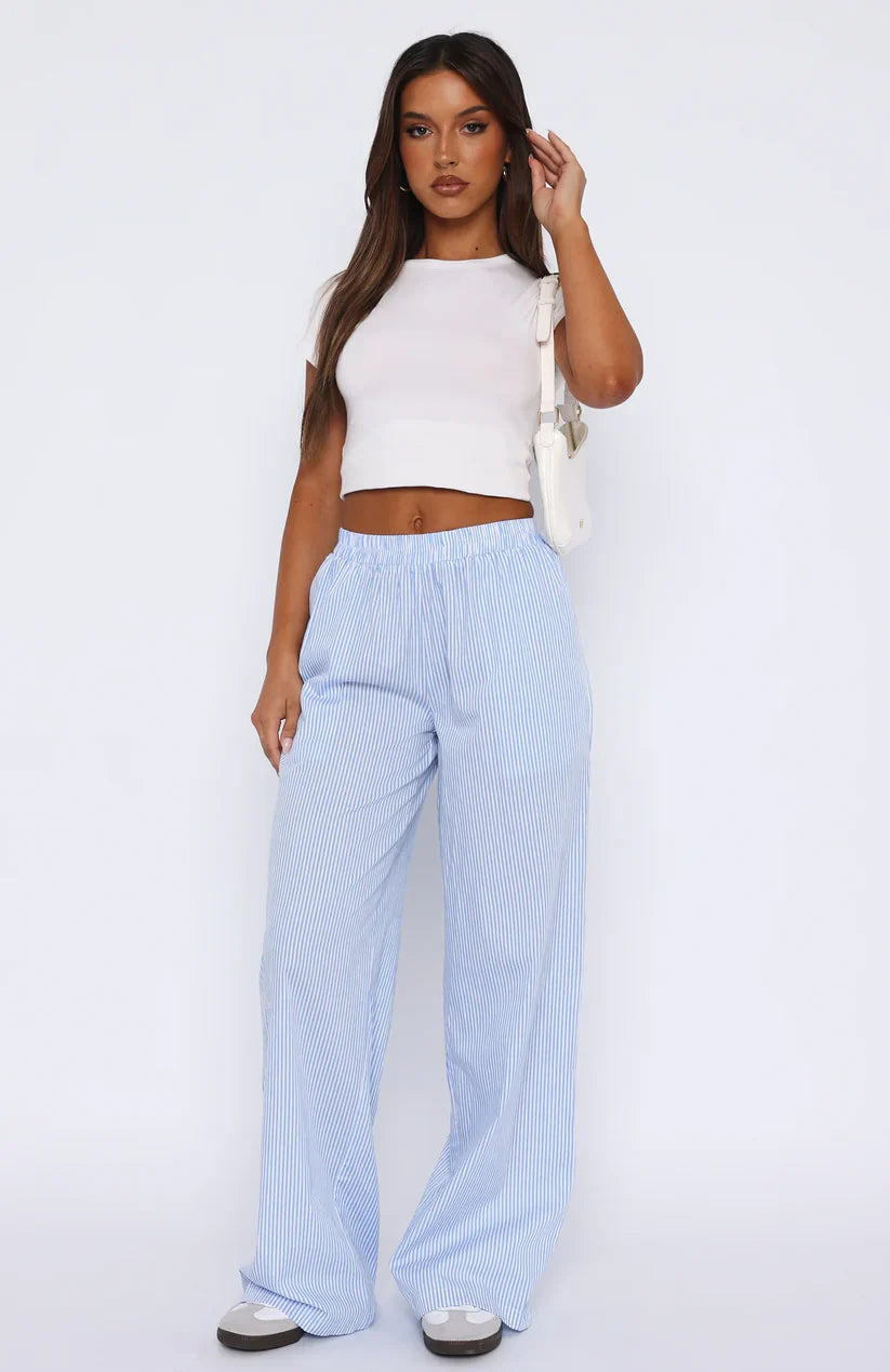 Oversized Krijtstreep Damesbroek met Hoge Taille – Nalani