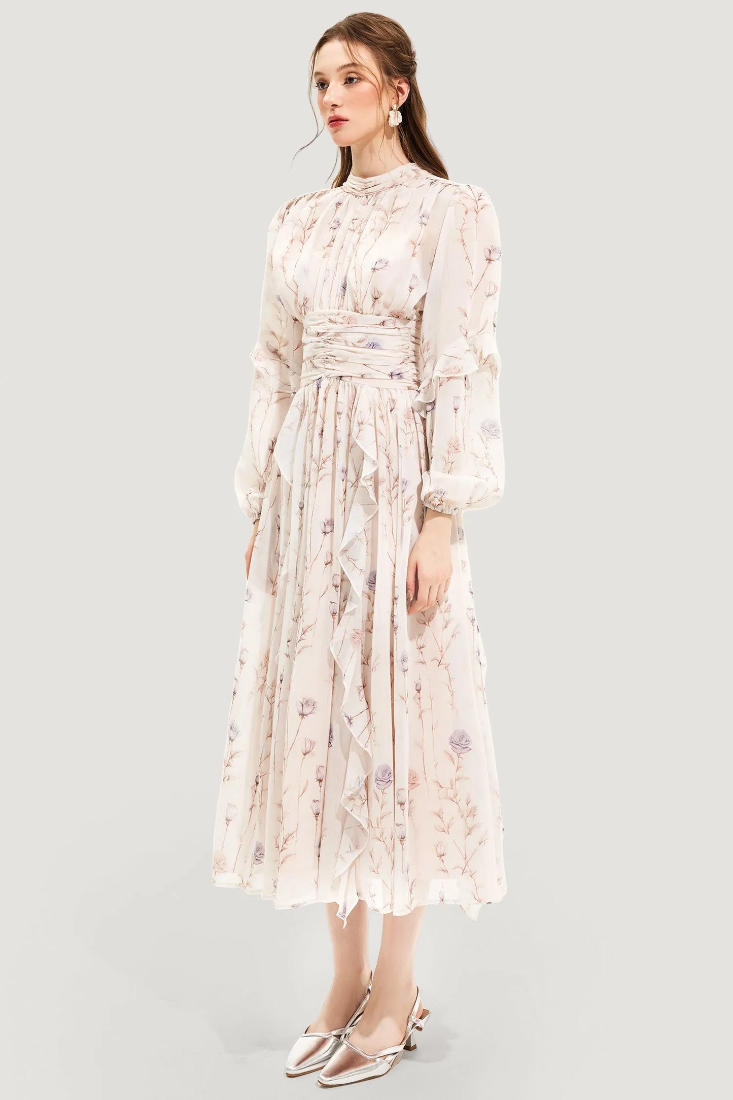 Zomerjurk Bloemenprint Elegant Plooirok Dames – Oceane