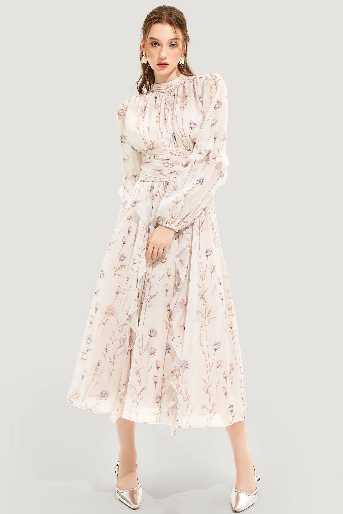Zomerjurk Bloemenprint Elegant Plooirok Dames – Oceane