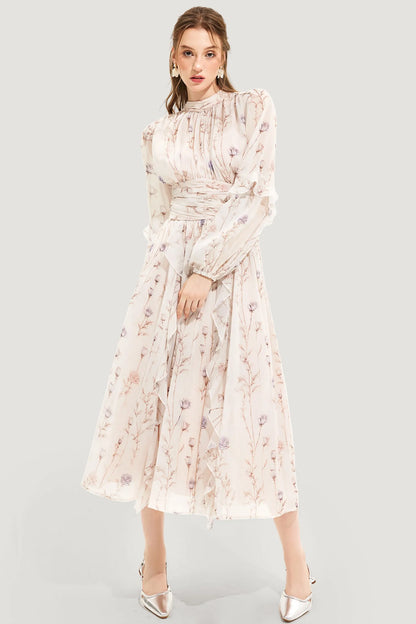 Zomerjurk Bloemenprint Elegant Plooirok Dames – Oceane
