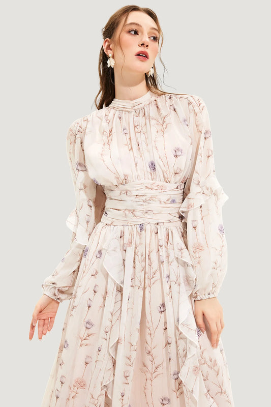 Zomerjurk Bloemenprint Elegant Plooirok Dames – Oceane