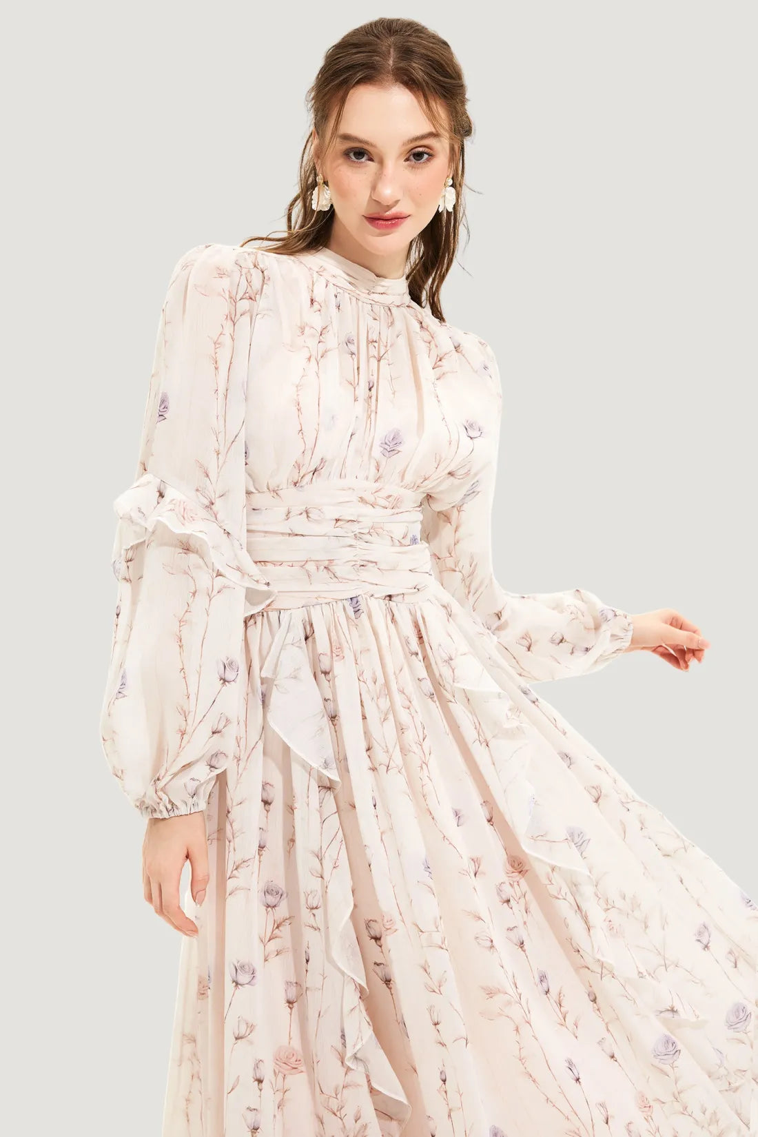 Zomerjurk Bloemenprint Elegant Plooirok Dames – Oceane