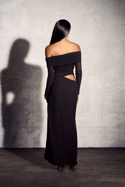 Maxi avondjurk off shoulder mesh elegant – Sophie