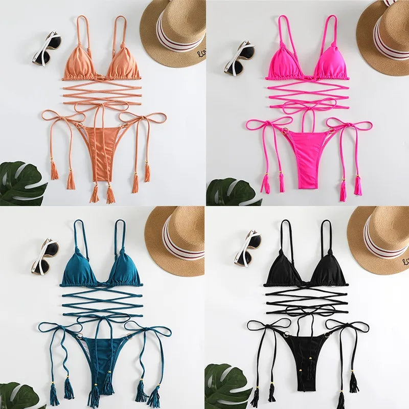 Strappy Bikiniset met Kruisdesign en Sexy Pasvorm – Rosemarie