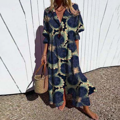 Lange Bloemenjurk Dames Elegant Vloeiend Design – Yalina