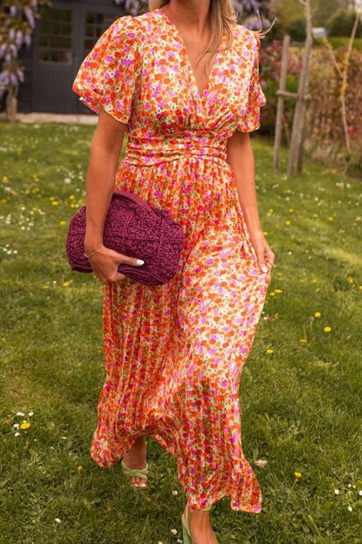 Dames Lange Bloemenjurk Vloeiend Ademend Comfort – Fiora