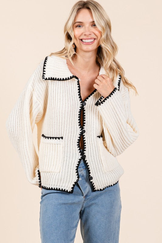 Gebreid damesvest met relaxte pasvorm en warme look – Olivia