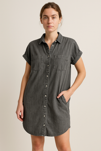 Denim Jurk met Korte Mouwen voor Casual Elegantie – Aubree