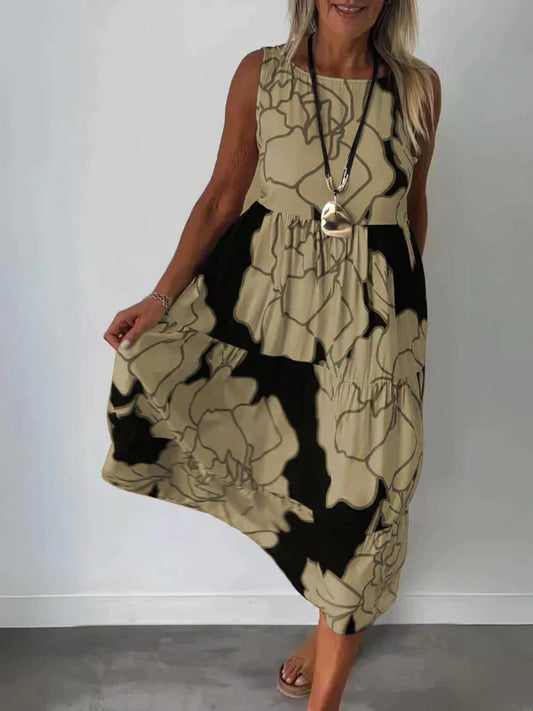 Zomerjurk Mouwloos Print Comfortabele Elegantie – Yara