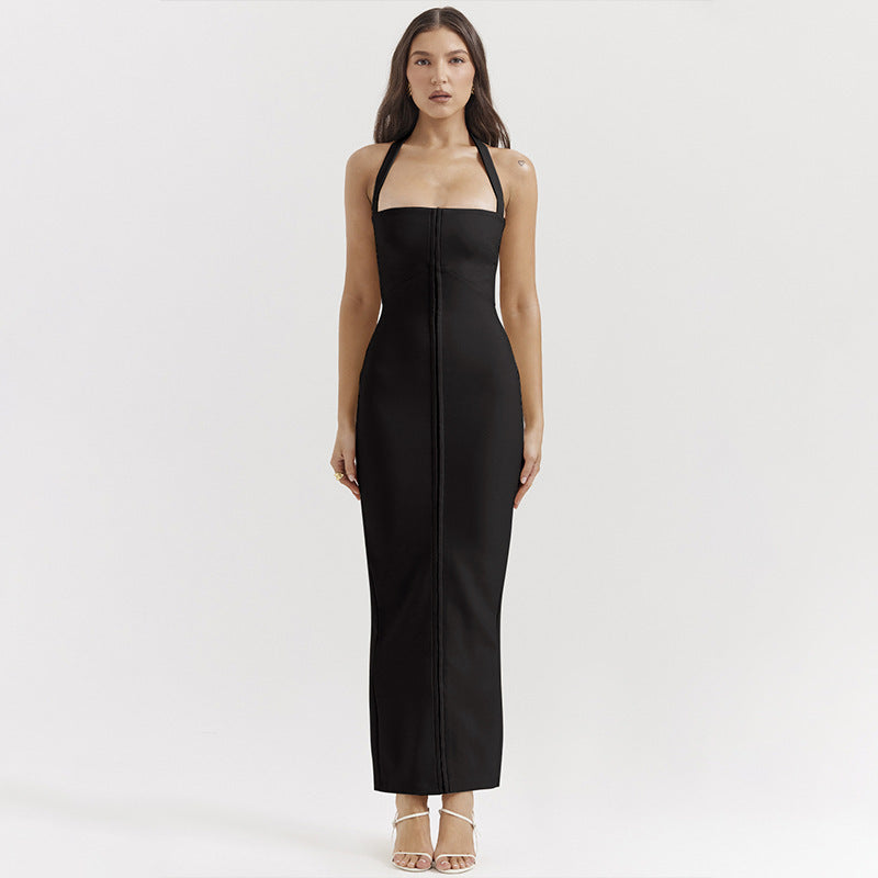 Maxi jurk met halter en open rug – Emma