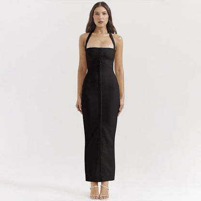 Maxi jurk met halter en open rug – Emma