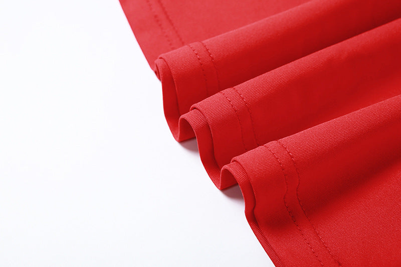 Rode crop top en rucherok set voor dames – Amara