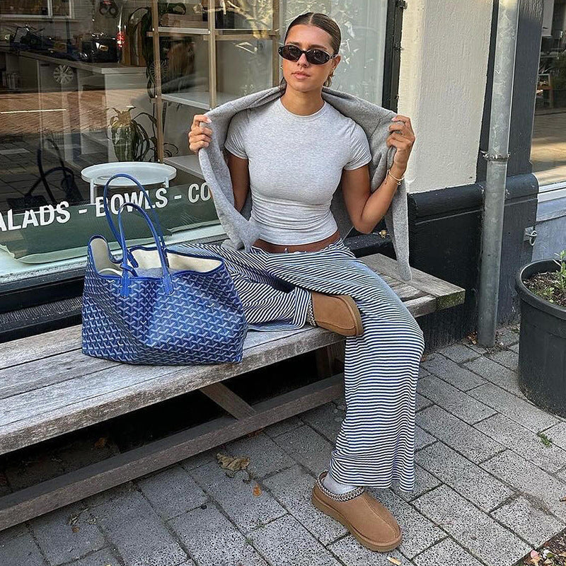 Elastische low-rise broek met rechte pijpen – Liv