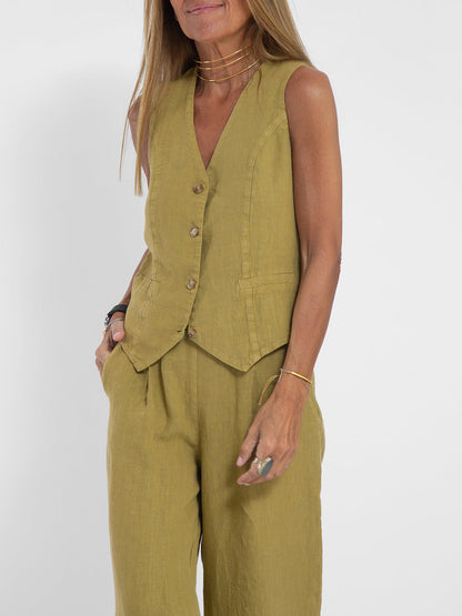 Twee-delige dames set vest en wijde broek – Ella