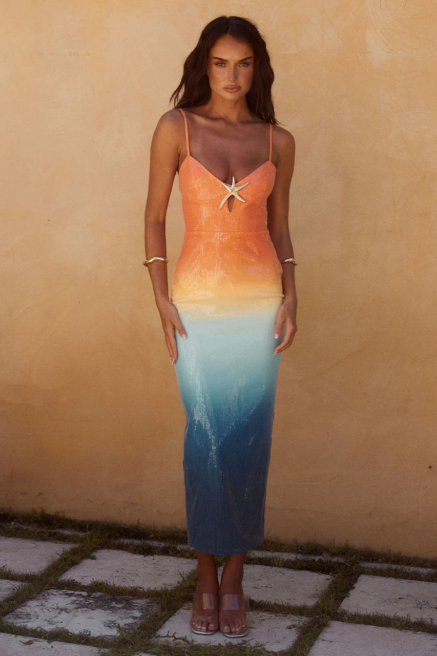 Midi Jurk - Ombre Sunset