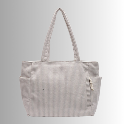 Corduroy tote bag met laptopvak voor dames – Revina
