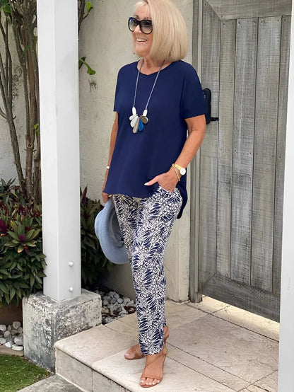 Dames Tweedelige Set Marineblauw Comfort Reizen – Avina
