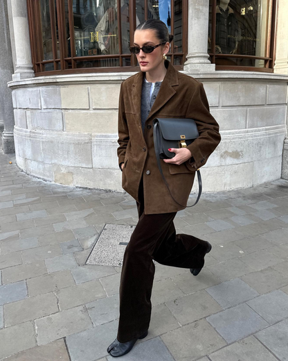 Vintage suède damesblazer met elegante pasvorm – Isabella