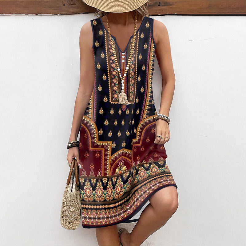 Vintage maxi jurk met etnische print – Selina