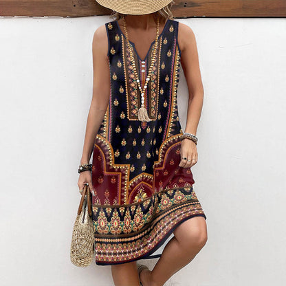 Vintage maxi jurk met etnische print – Selina