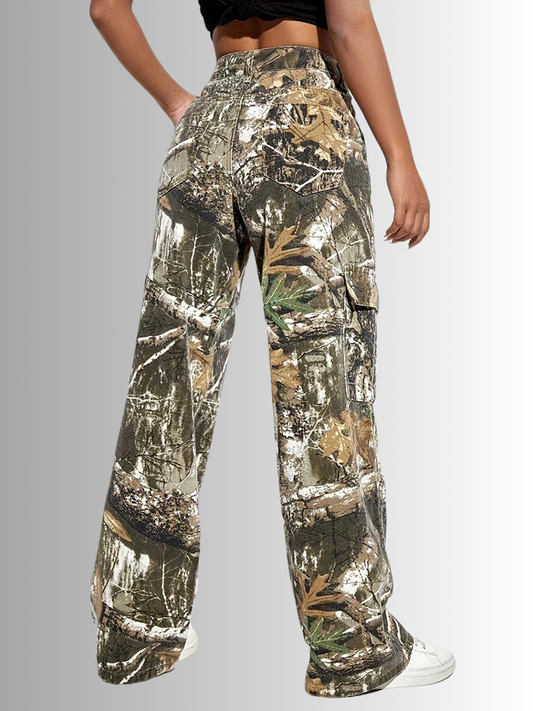 High Waist Cargobroek voor Dames met Camouflageprint – Zantara
