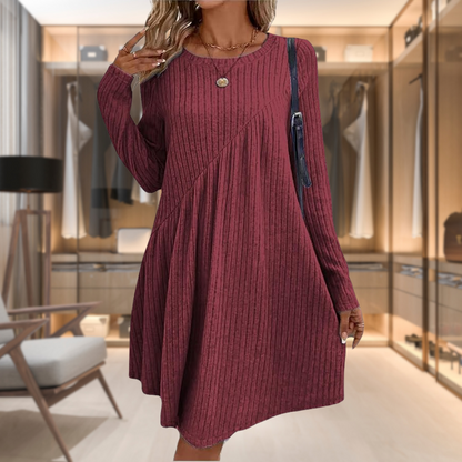 Dames jurk lang mouw herfst comfortabel stijlvol – Renalya