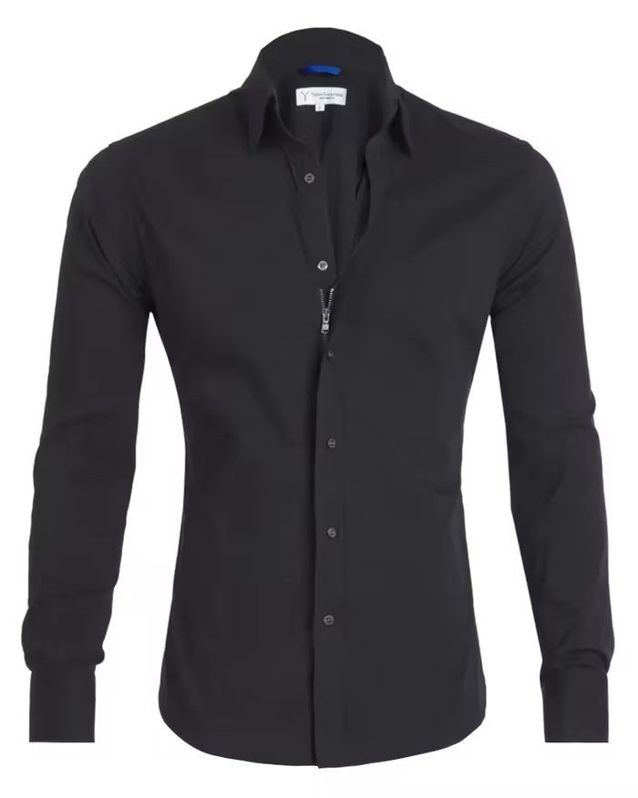 Stijlvolle Zipper Shirt Met Knoopjes Voor Heren - Bjorn