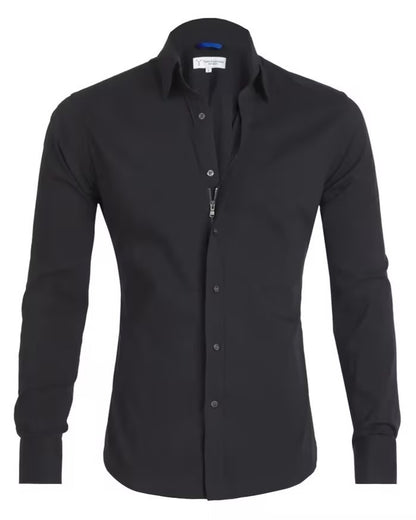 Stijlvolle Zipper Shirt Met Knoopjes Voor Heren - Bjorn