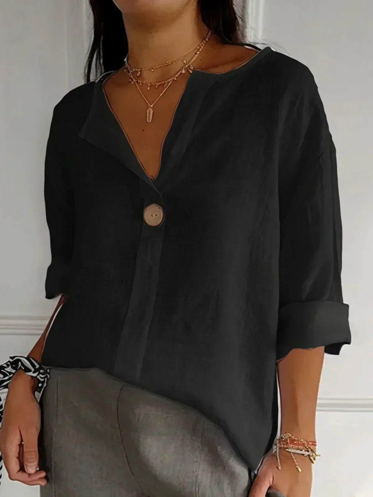 V-hals casual damesblouse in luchtige stof – Sophie