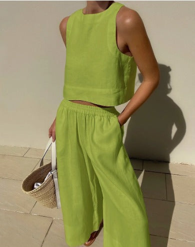 Tweedelige Dames Set Linnen Zomerlook Elegant – Seralyn