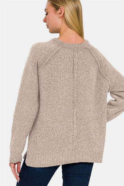 Sweater met zijsplitten en raglanmouwen – Elise
