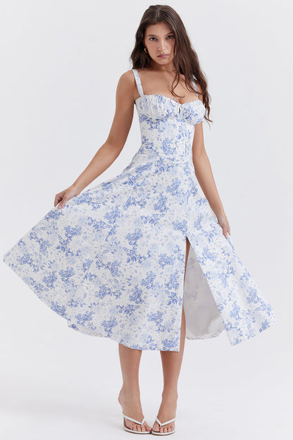 Shaping bloemenjurk midi met taille accent dames – Clarisse