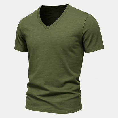Bamboe heren T-shirt met V-hals lichtgewicht –Ambroos