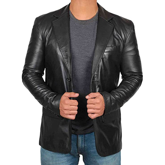 Stijlvolle leren blazer voor heren - Thomas